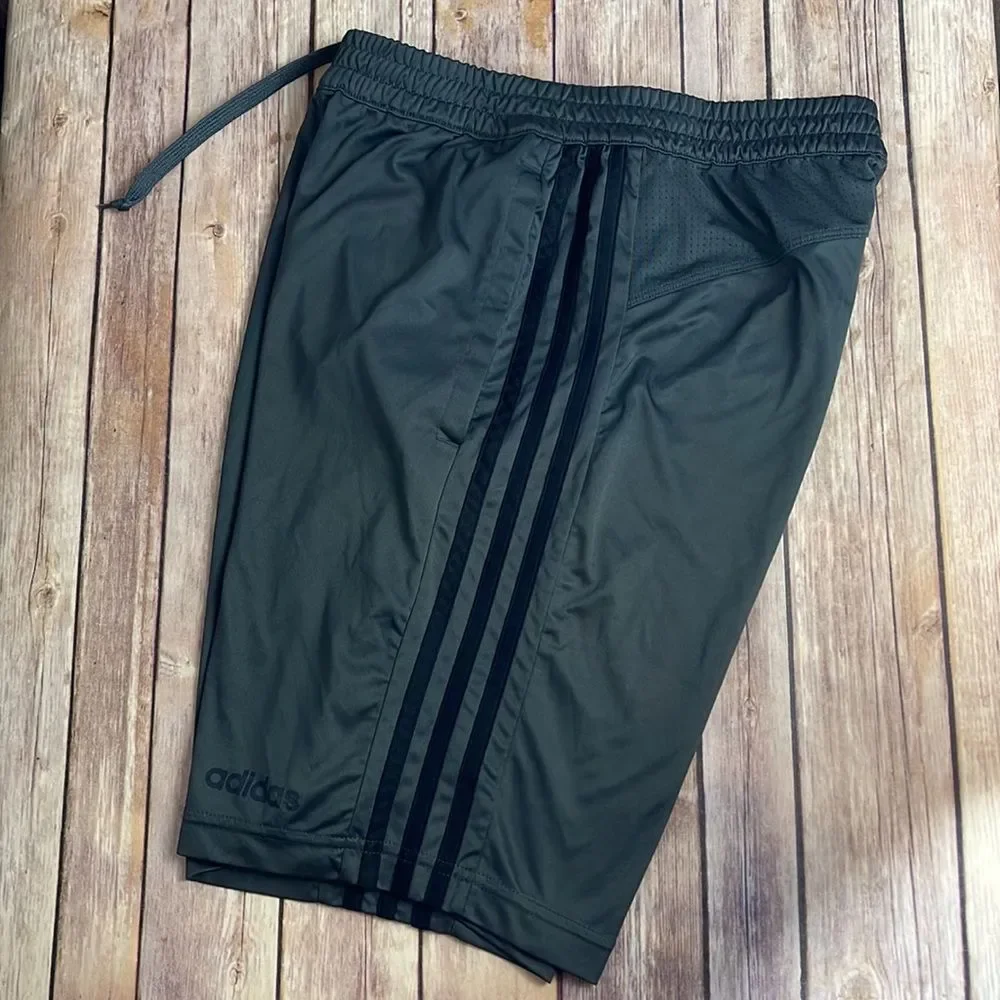 Adidas climate cool shorts - gray with black stripes - men’s small